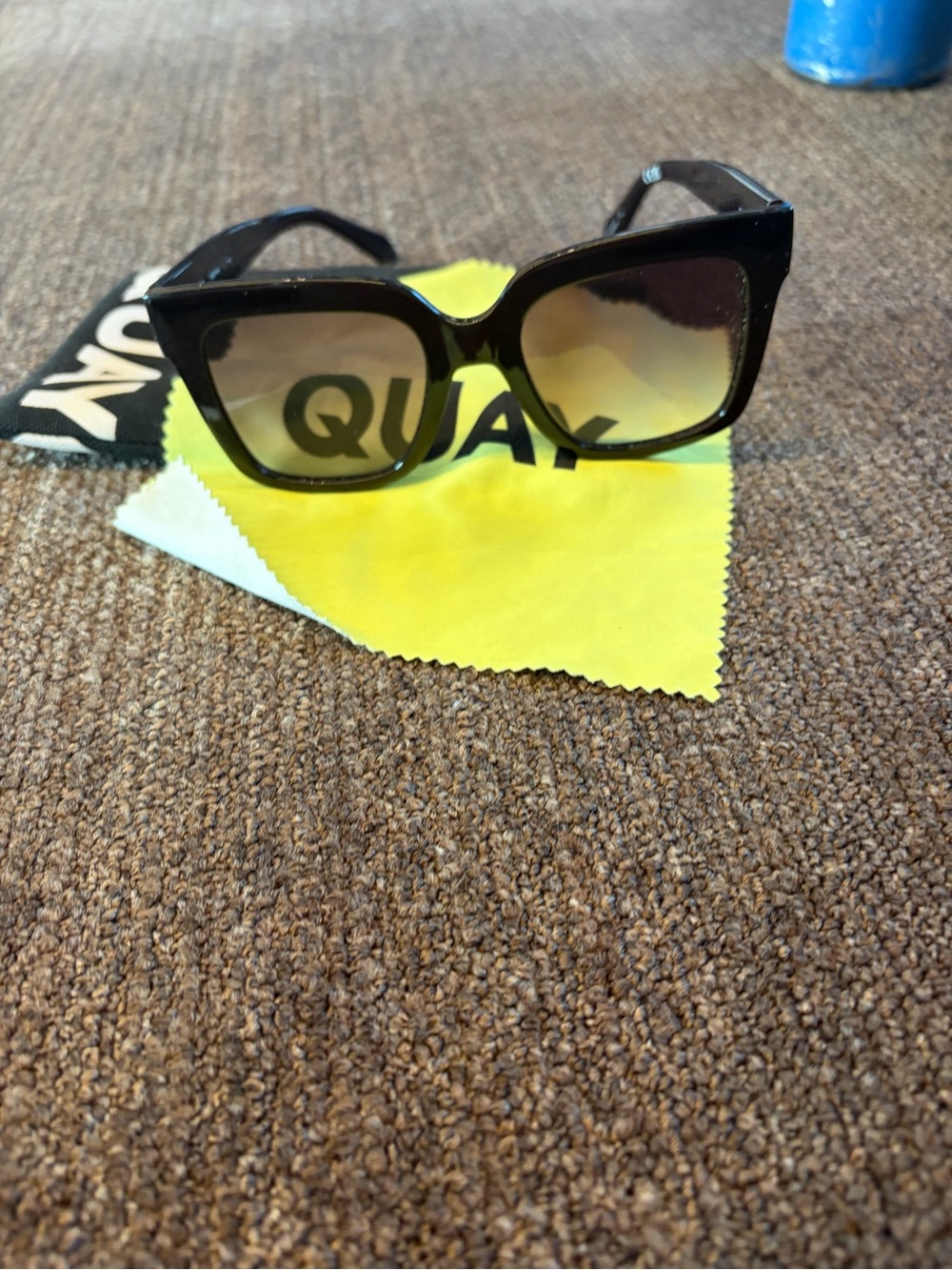 Quay Australia Black Frame Sunglasses with Gradient Brown Lenses